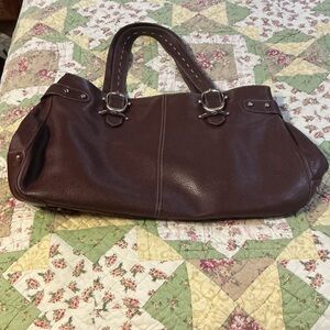 Liz Claiborne Rich Brown Genuine Leather Shoulder Bag